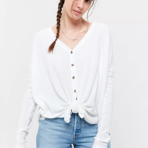 Urban Outfitters Tops - Urban Outfitters Jojo Thermal Button-Front Top